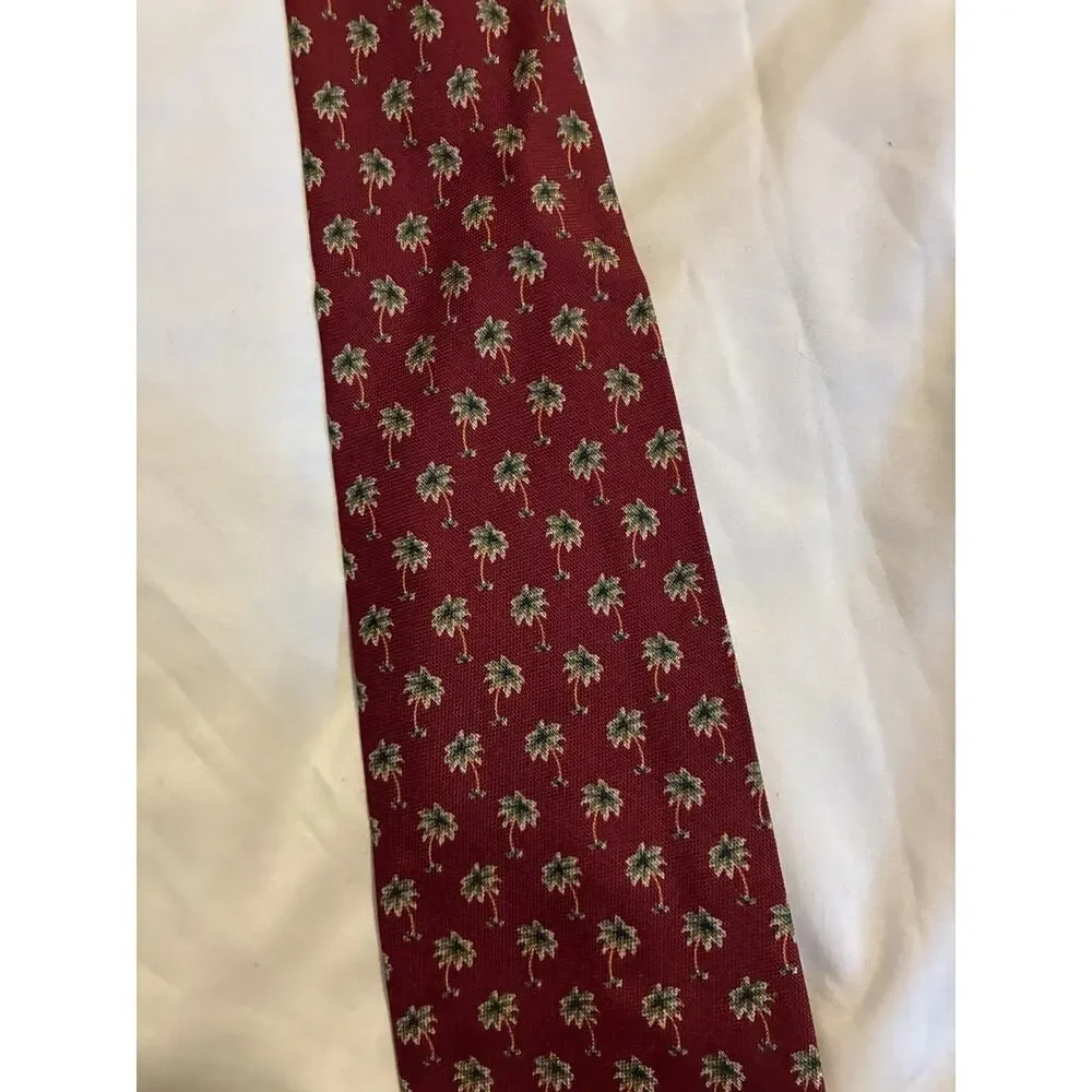 Vintage Off Island By Tommy Bahama Palm Tree Cranberry Tie Classic